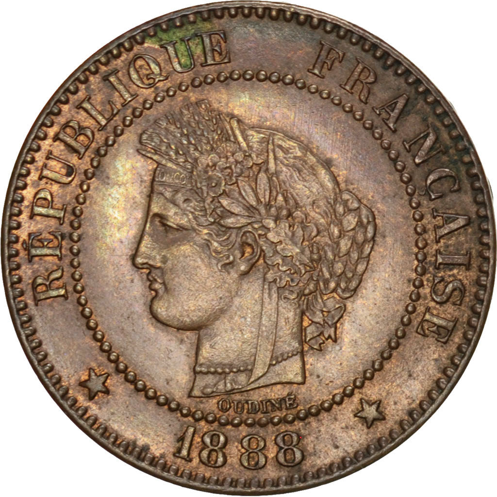 Coin, France, Cérès, 2 Centimes, 1888, Paris, AU(55-58), Bronze, KM:827.1