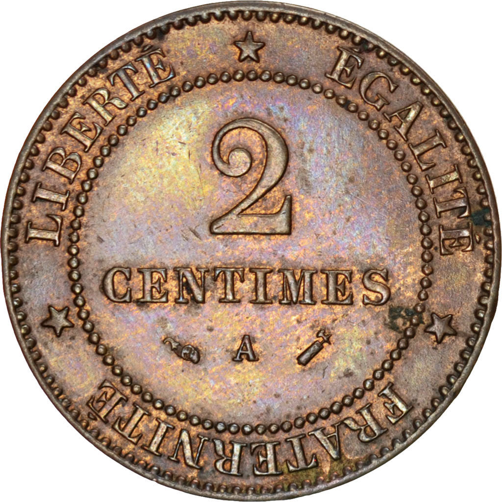 Coin, France, Cérès, 2 Centimes, 1888, Paris, AU(55-58), Bronze, KM:827.1