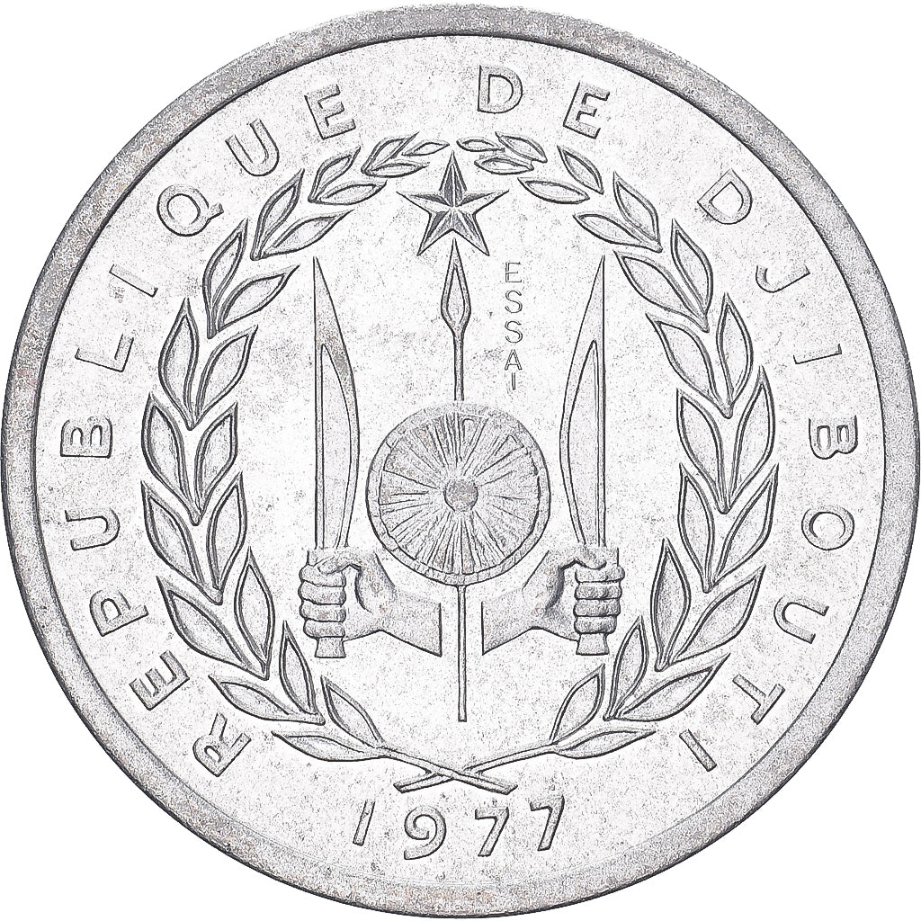 Coin, Djibouti, Franc, 1977, Monnaie de Paris, ESSAI, MS(65-70), Aluminium