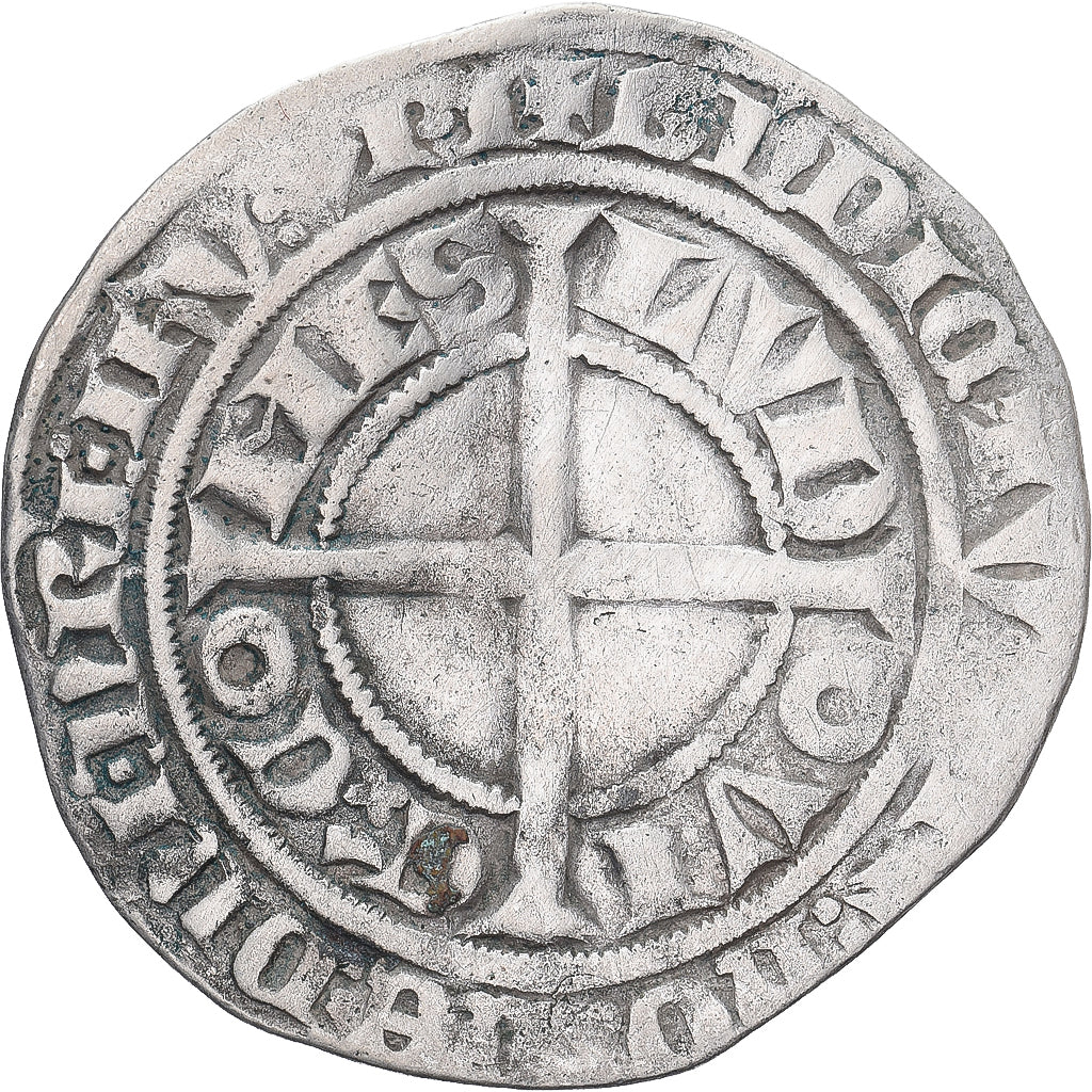 Moneda, Francia, Flanders, Louis II de Mâle, Gros, 1346-1384, BC+, Plata