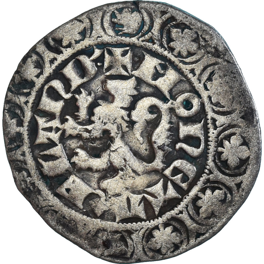 Moneta, Francia, Flanders, Louis II de Mâle, Gros, 1346-1384, MB+, Argento