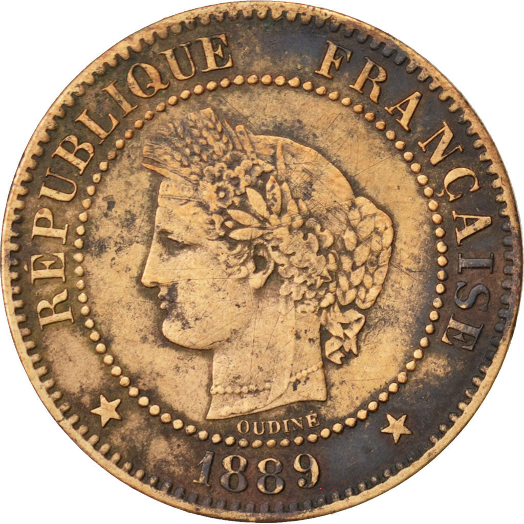Coin, France, Cérès, 2 Centimes, 1889, Paris, EF(40-45), Bronze, KM:827.1