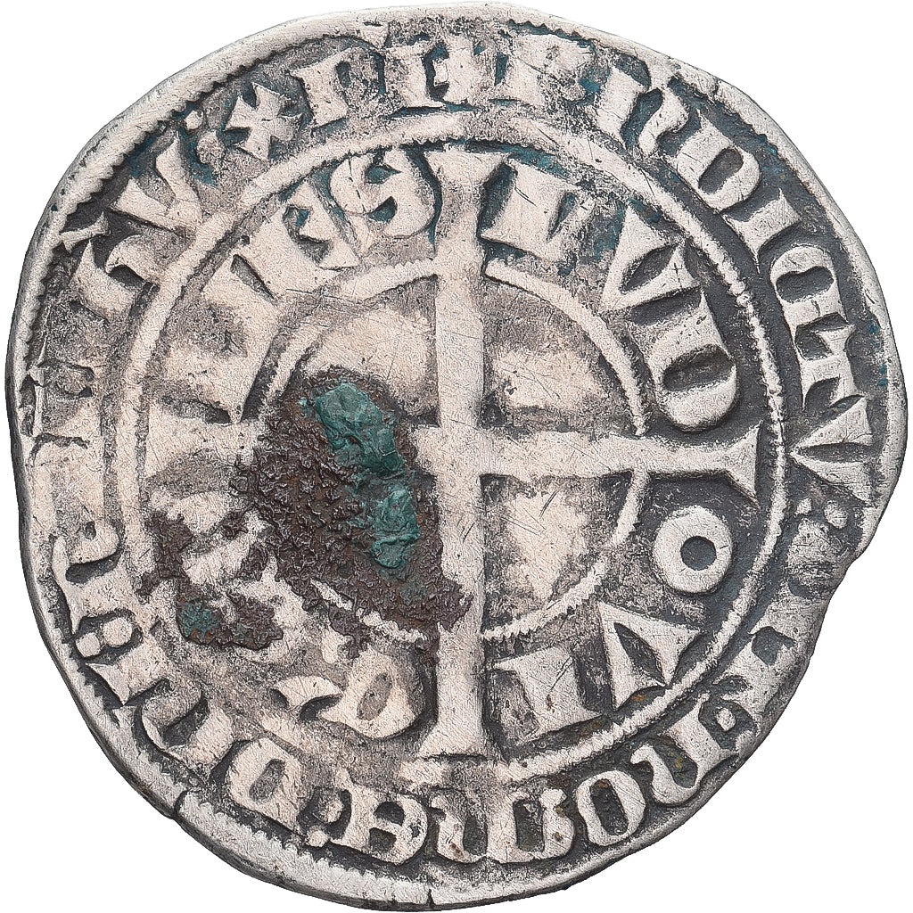Moneda, Francia, Flanders, Louis II de Mâle, Gros, 1346-1384, BC+, Plata
