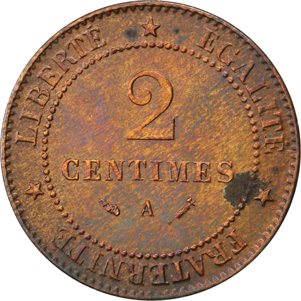 Coin, France, Cérès, 2 Centimes, 1890, Paris, AU(55-58), Bronze, KM:827.1