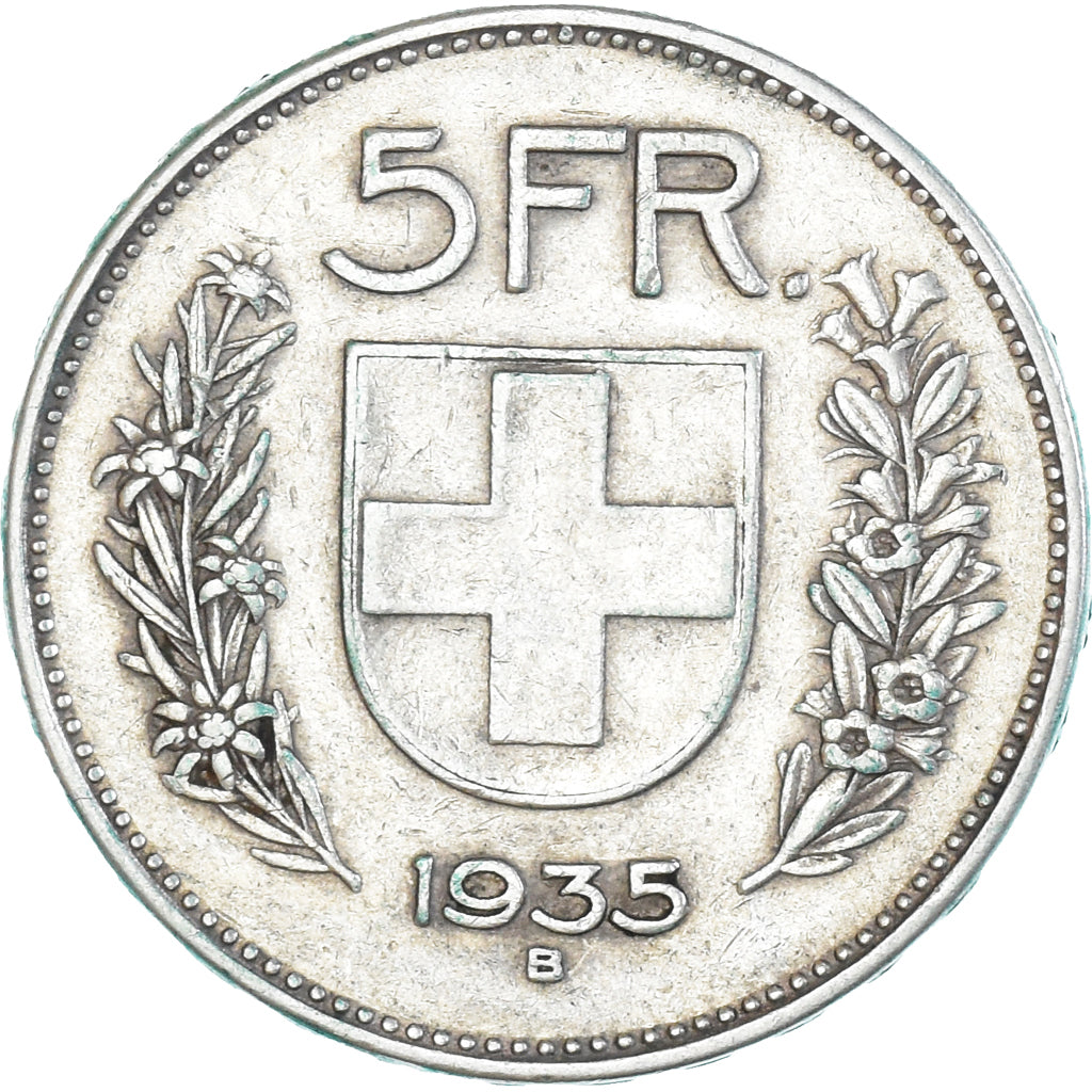 Coin, Switzerland, 5 Francs, 1935, Bern, EF(40-45), Silver, KM:40