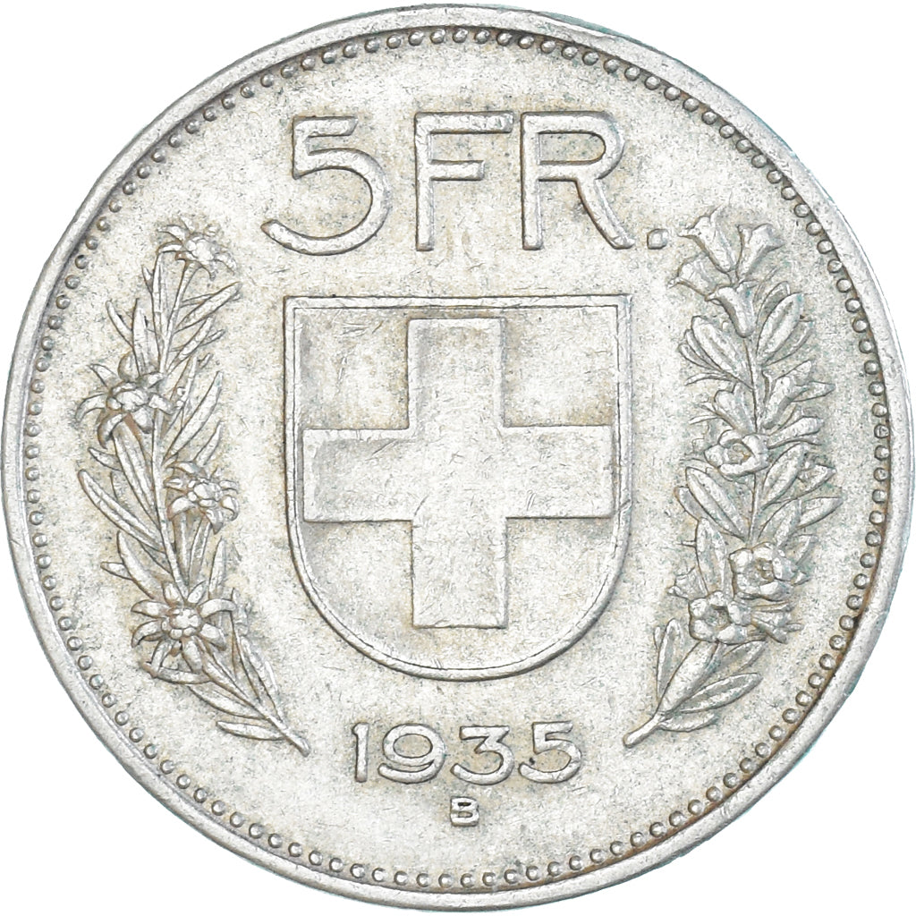 Coin, Switzerland, 5 Francs, 1935, Bern, EF(40-45), Silver, KM:40