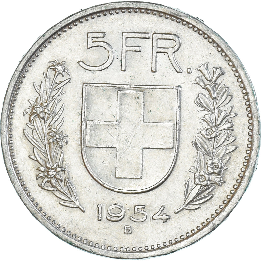 Moneda, Suiza, 5 Francs, 1954, Bern, MBC+, Plata, KM:40