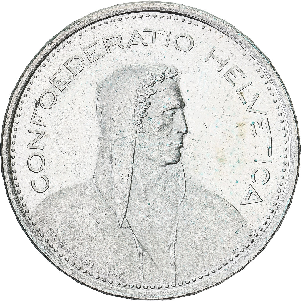 Coin, Switzerland, 5 Francs, 1967, Bern, 2 o'clock legend, AU(50-53), Silver
