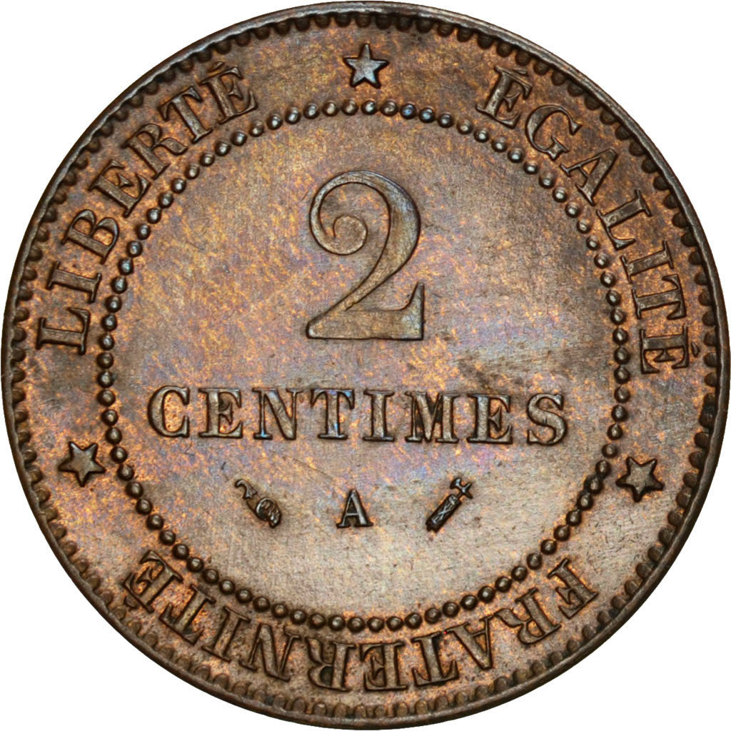 Monnaie, France, Cérès, 2 Centimes, 1893, Paris, SUP, Bronze, KM:827.1