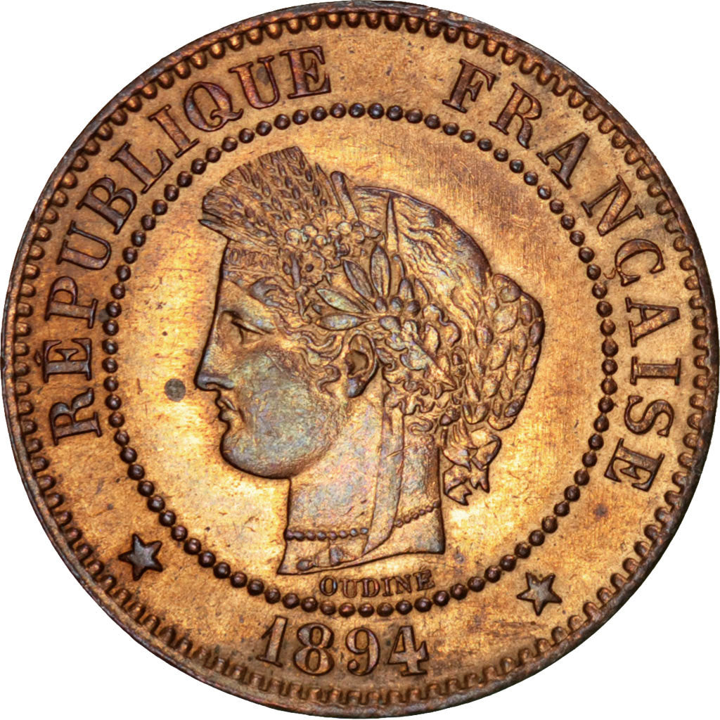 Coin, France, Cérès, 2 Centimes, 1894, Paris, AU(55-58), Bronze, KM:827.1