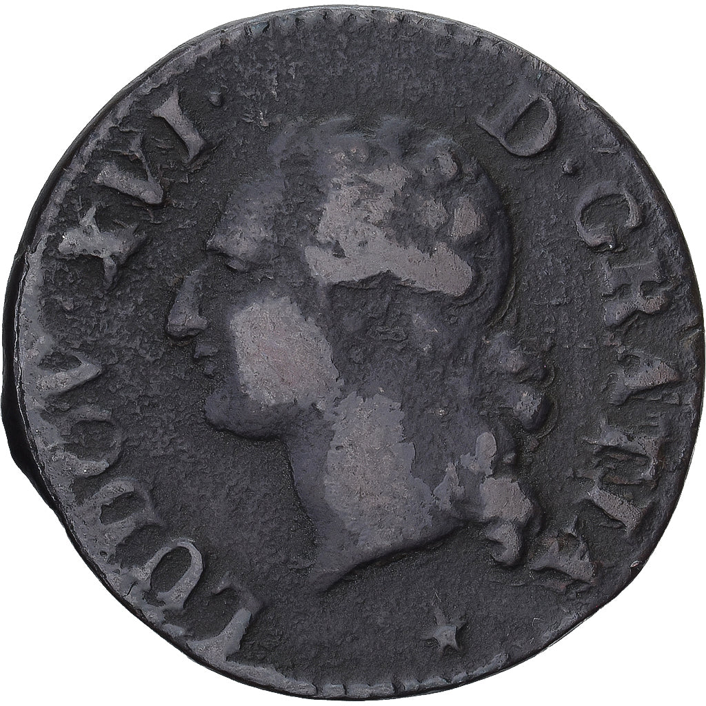 Moneda, Francia, Louis XVI, Liard, 1790, Lille, BC+, Cobre, Gadoury:348