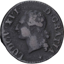 Moneda, Francia, Louis XVI, Liard, 1790, Lille, BC+, Cobre, Gadoury:348