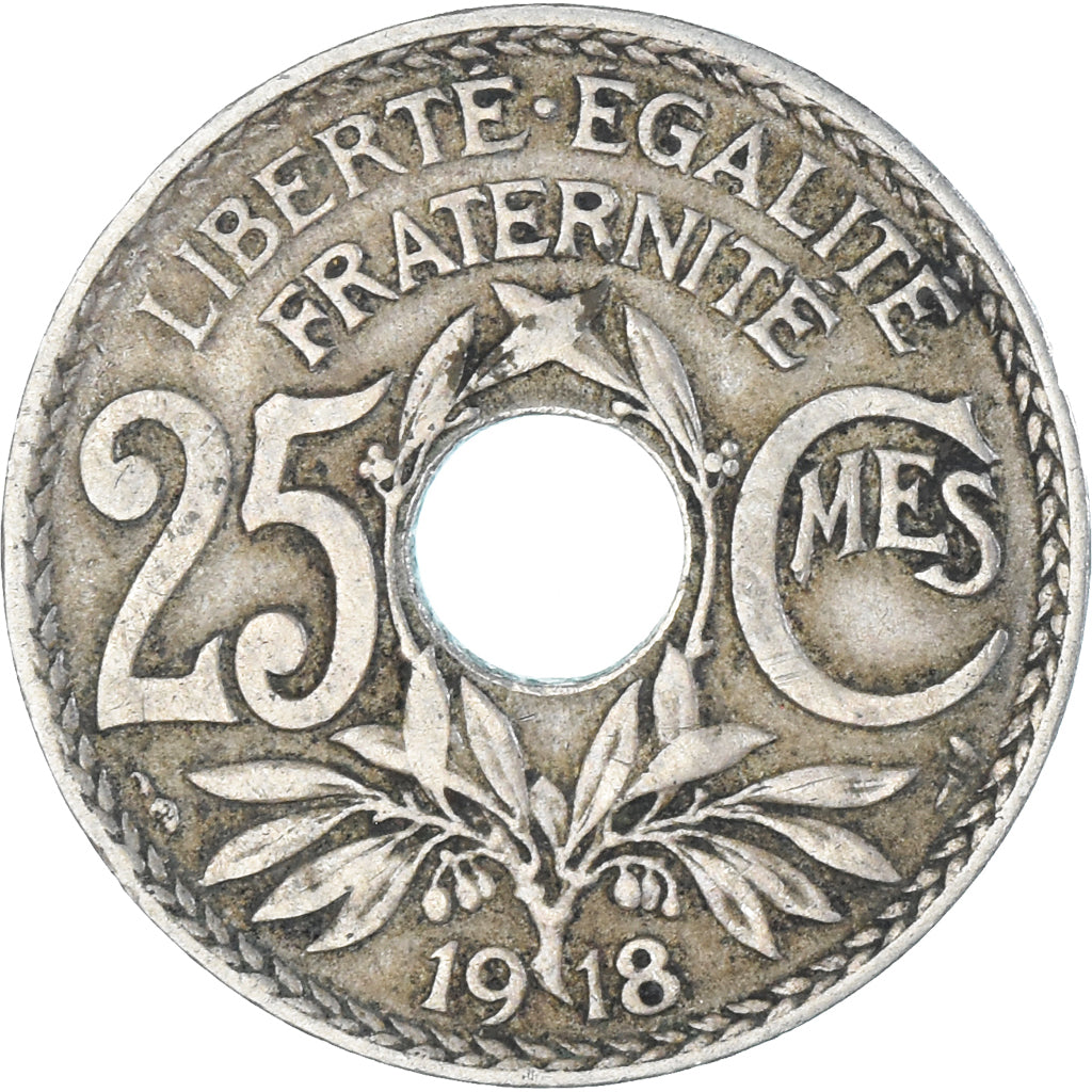 Moneda, Francia, Lindauer, 25 Centimes, 1918, MBC, Cobre - níquel, KM:867a