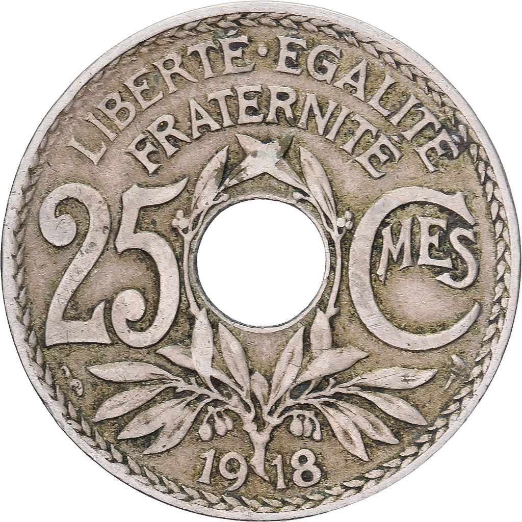 Moneda, Francia, Lindauer, 25 Centimes, 1918, MBC, Cobre - níquel, KM:867a