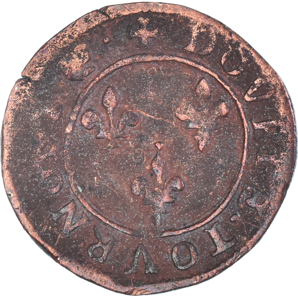 Moneta, Francia, Henri III, Double Tournois au col fraisé, Amiens, MB+, Rame