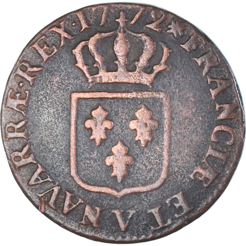 Münze, Frankreich, Louis XV, Sol à la vieille tête, 1772, Troyes, S+, Kupfer