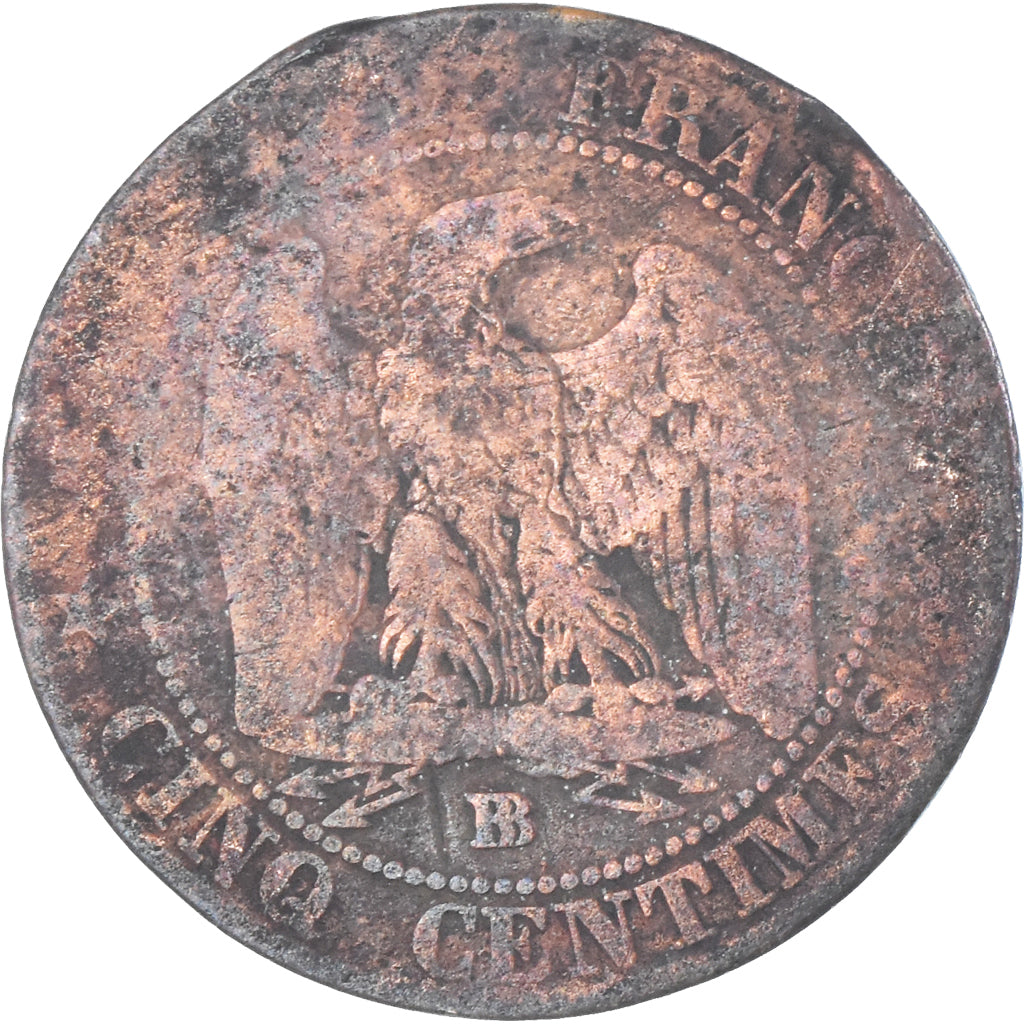 Coin, France, Napoleon III, 5 Centimes, 1854, Strasbourg, VF(20-25), Copper