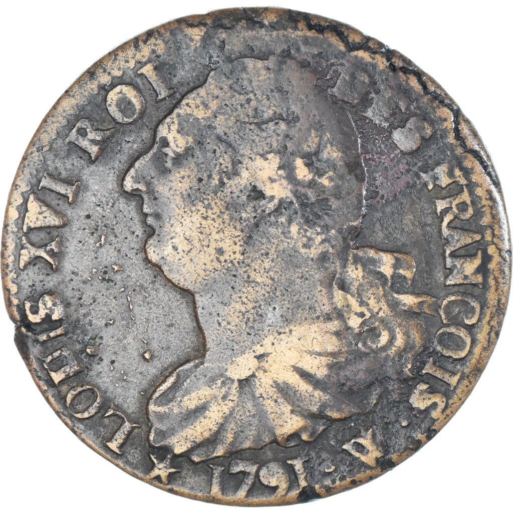 Moneda, Francia, 2 sols François, 1791 / AN 3, Lille, 2nd semestre, MBC, Métal