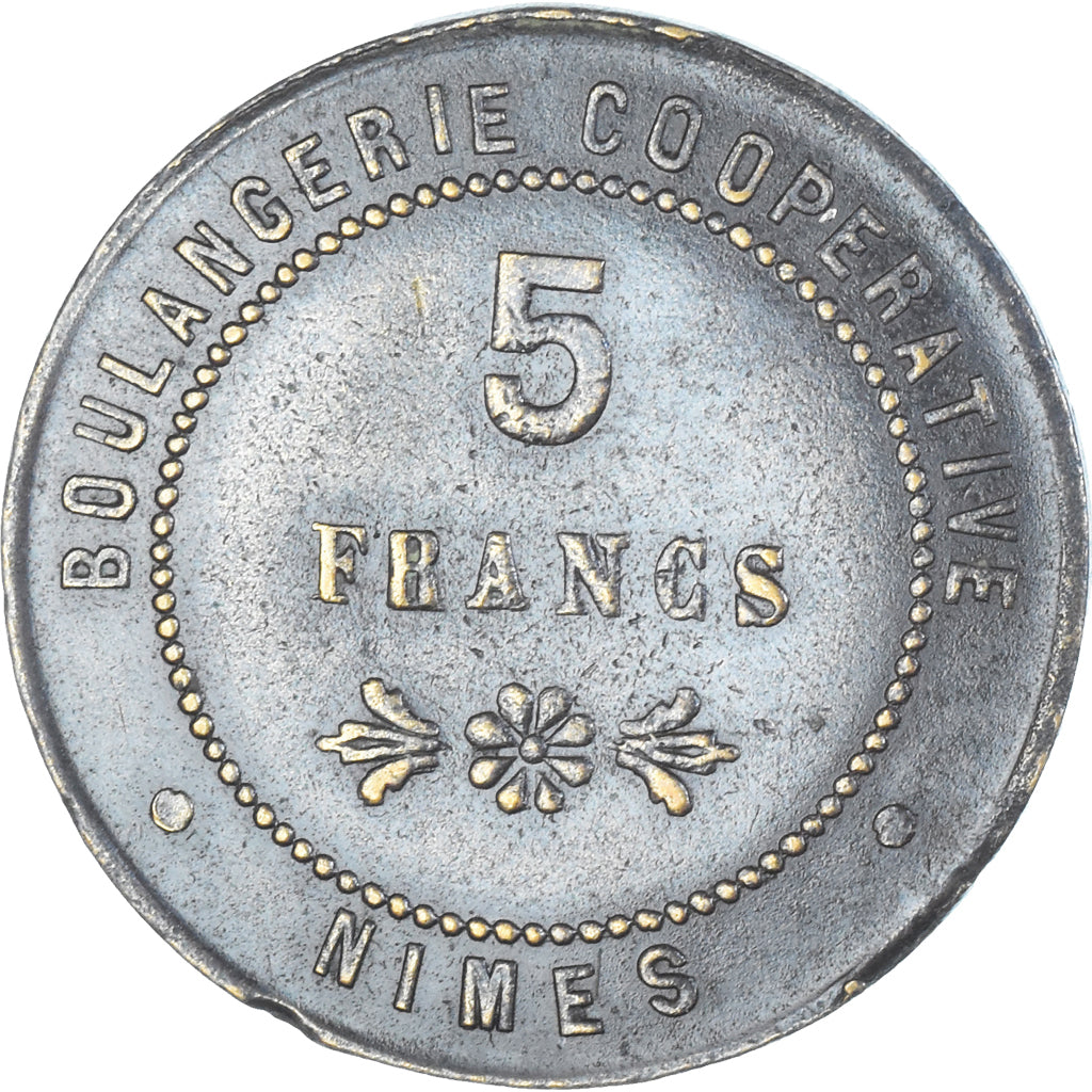 France, 5 Francs, Boulangerie coopérative, Nîmes, EF(40-45), Copper