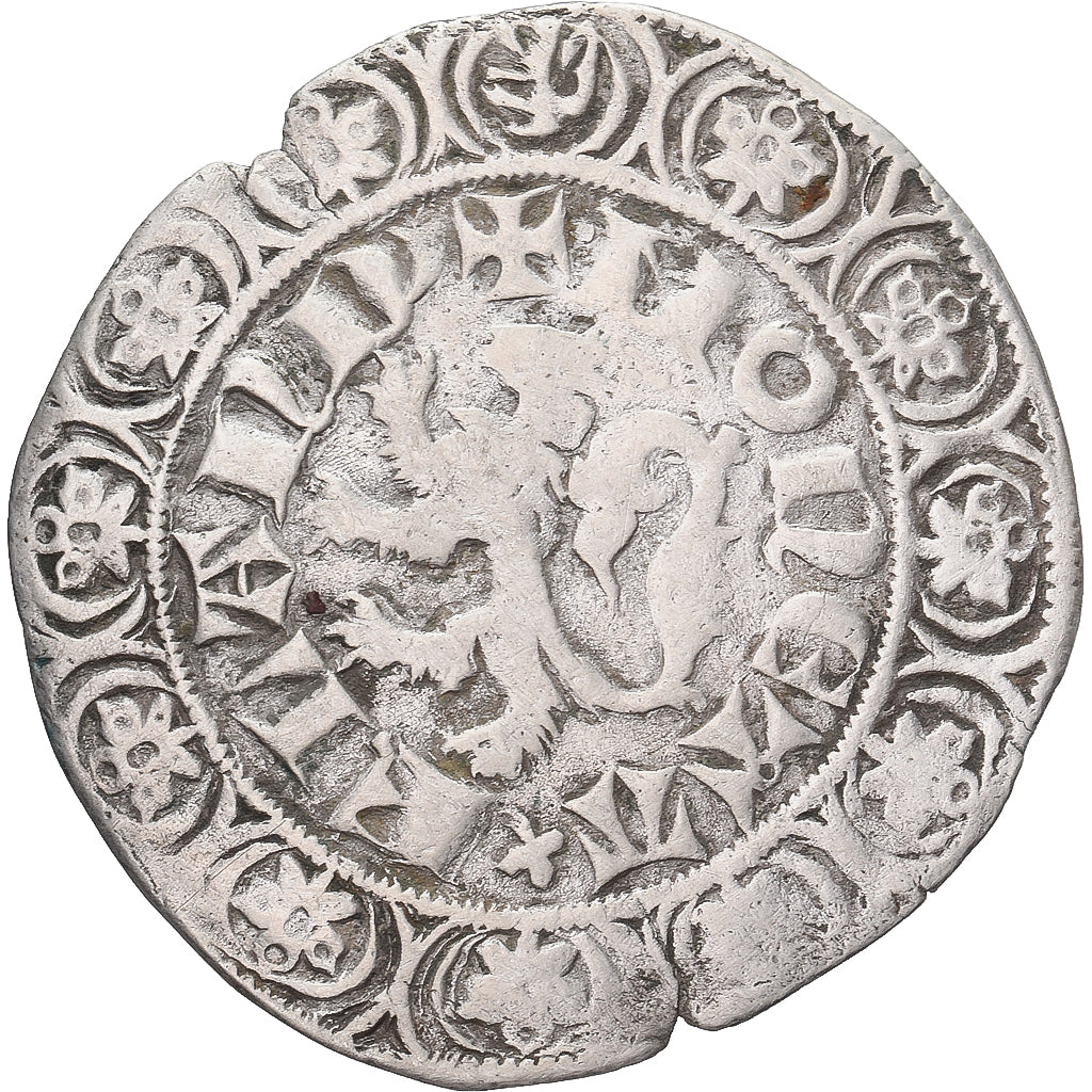 Moneda, Francia, Flanders, Louis II de Mâle, Gros, 1346-1384, BC+, Plata