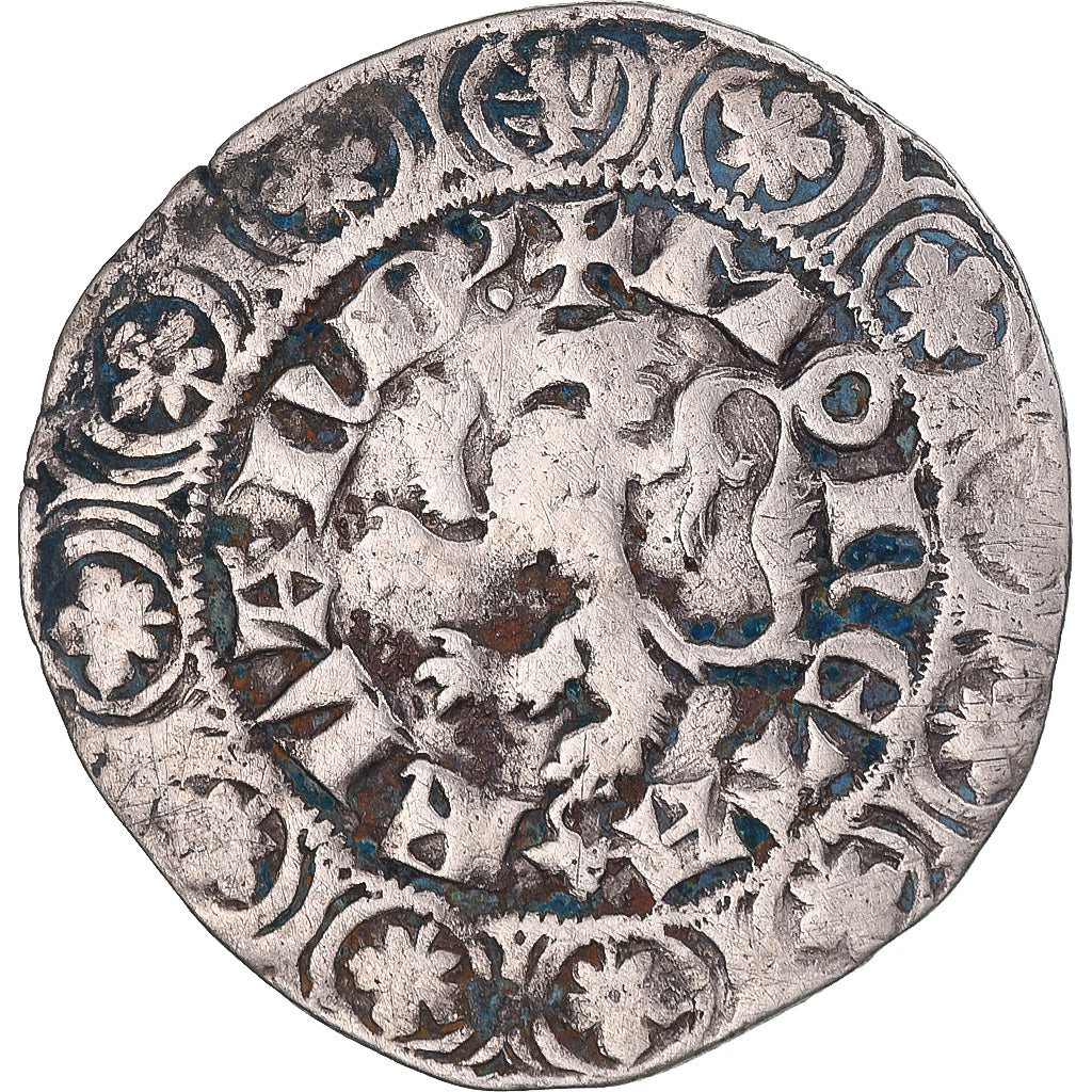 Moneda, Francia, Flanders, Louis II de Mâle, Gros, 1346-1384, BC+, Plata