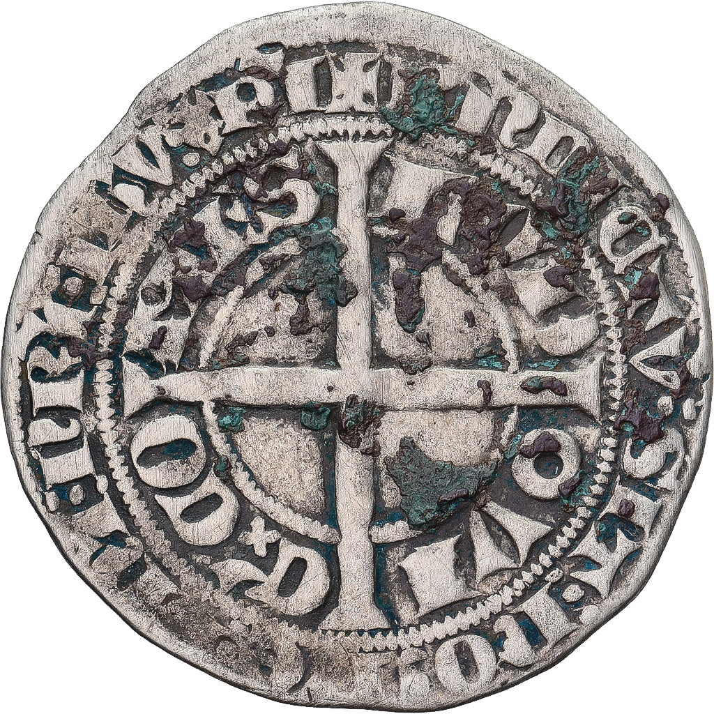 Moneda, Francia, Flanders, Louis II de Mâle, Gros, 1346-1384, BC+, Plata