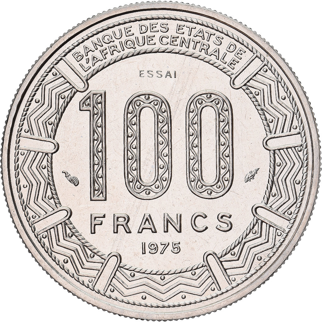 Moeda, República do Congo, 100 Francs, 1975, Monnaie de Paris, ENSAIO