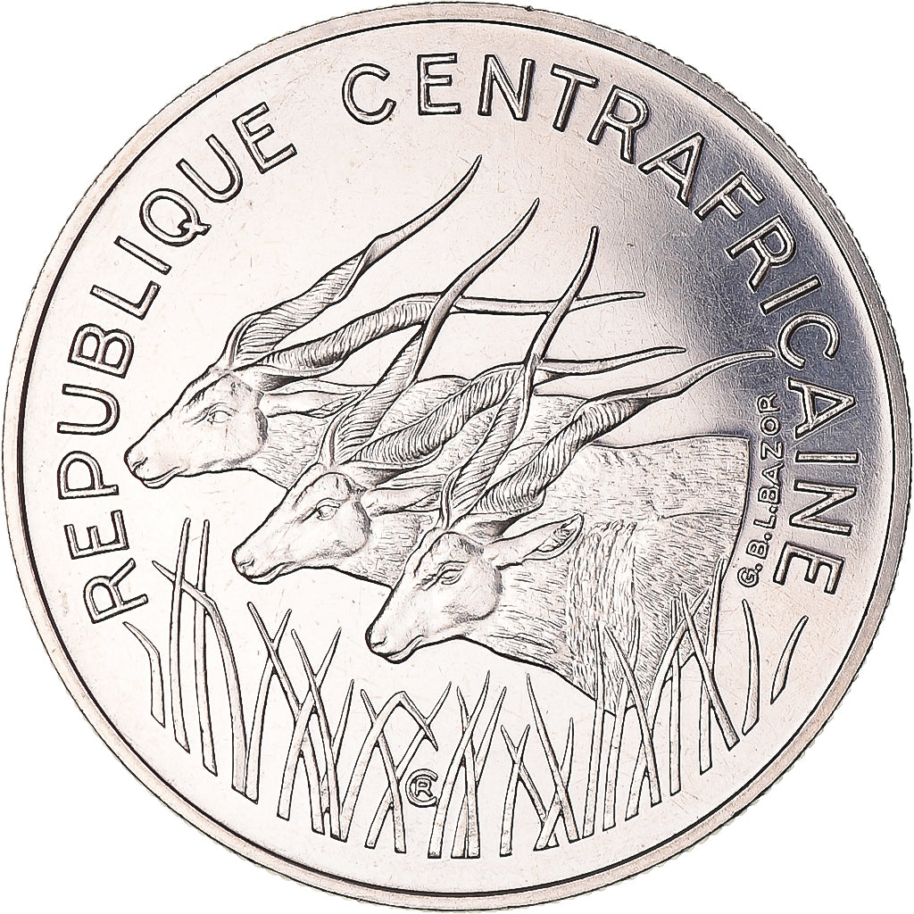 Moeda, República Centro-Africana, 100 Francs, 1975, Monnaie de Paris, ENSAIO