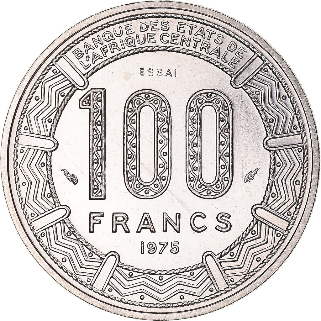 Coin, Gabon, 100 Francs, 1975, Monnaie de Paris, ESSAI, MS(65-70), Nickel, KM:E6