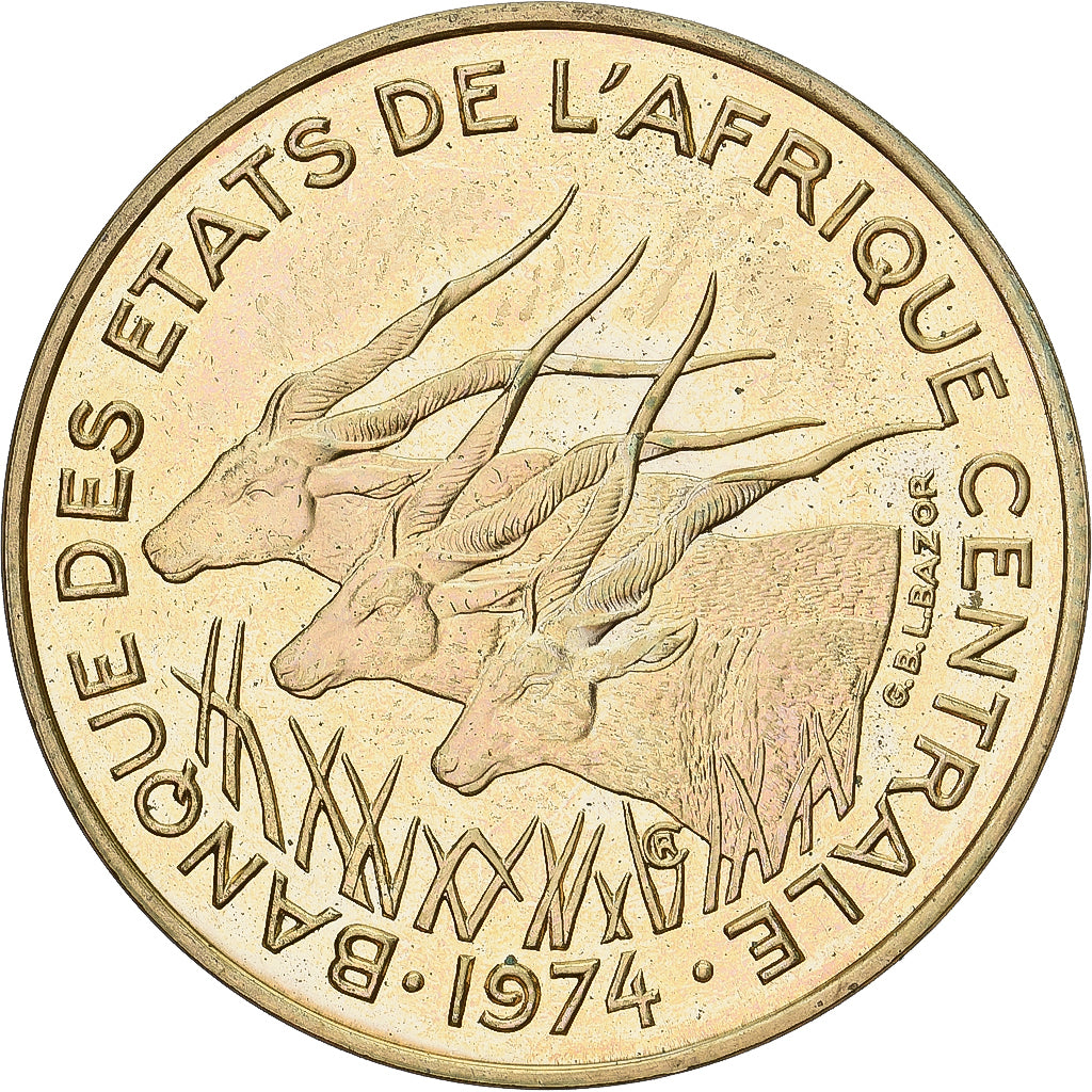 Moneta, Państwa Afryki Środkowej, 10 Francs, 1974, Monnaie de Paris, PRÓBA