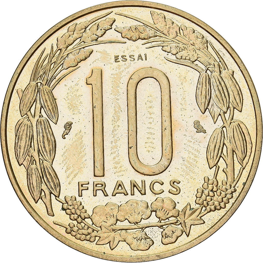 Moneta, Państwa Afryki Środkowej, 10 Francs, 1974, Monnaie de Paris, PRÓBA