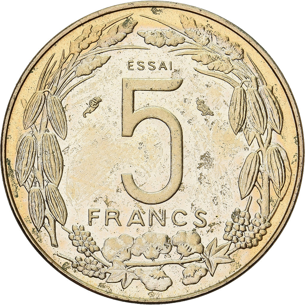 Moeda, Estados da África Central, 5 Francs, 1973, Monnaie de Paris, ENSAIO