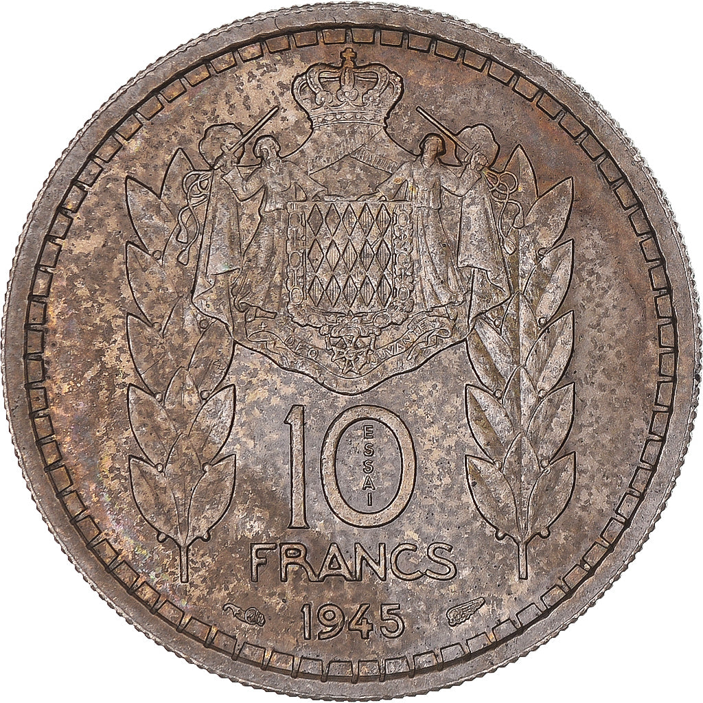 Moneta, Monaco, Louis II, 10 Francs, 1945, Monnaie de Paris, PRÓBA, MS(63)