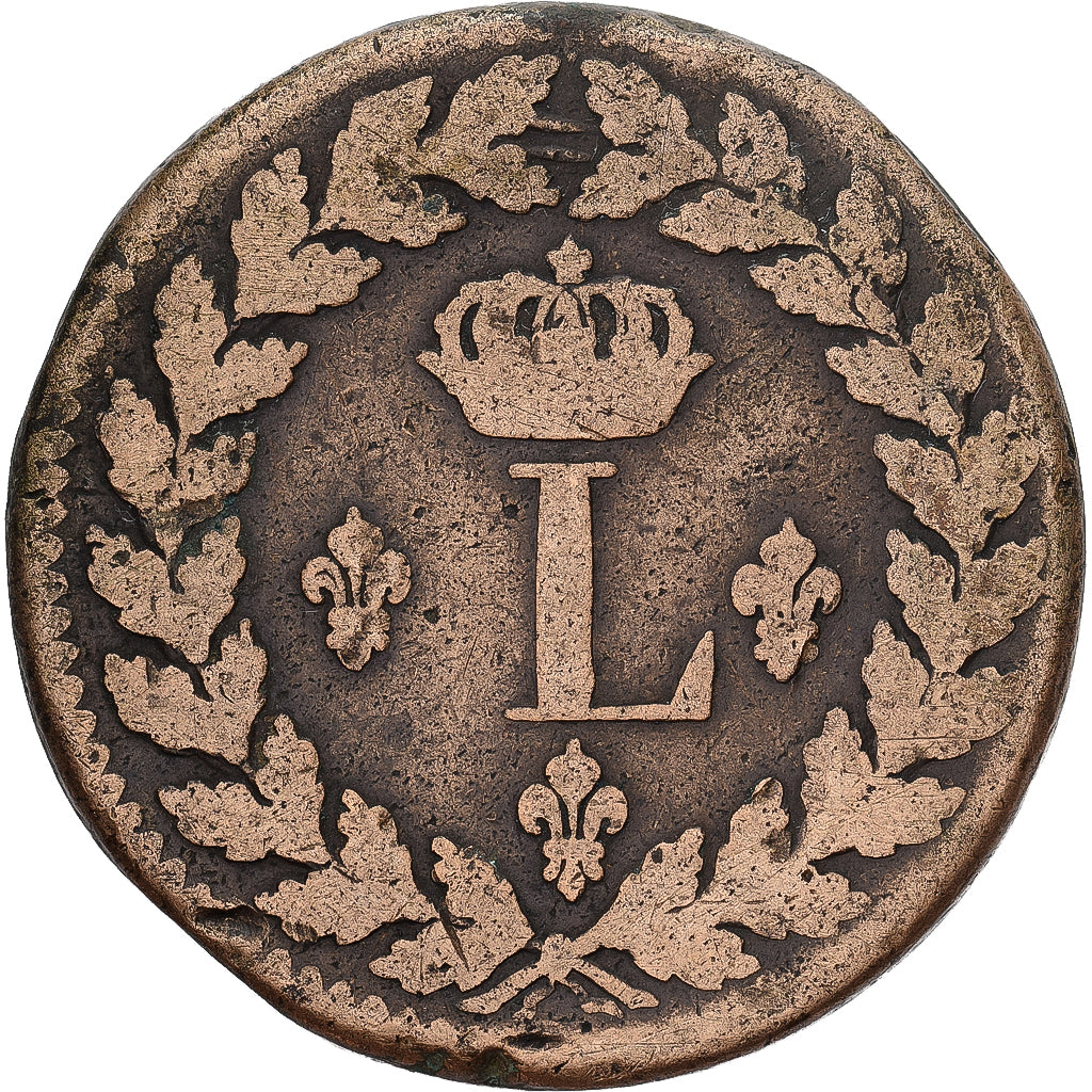 Moneta, Francja, Louis XVIII, Decime, 1815, Strasbourg, VF(30-35), Brązowy