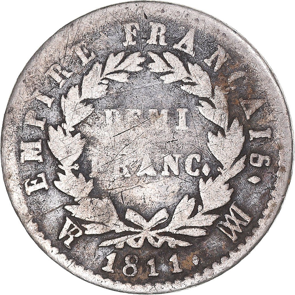 Munten, Frankrijk, Napoleon I, 1/2 Franc, 1811, Marseille, FR, Zilver