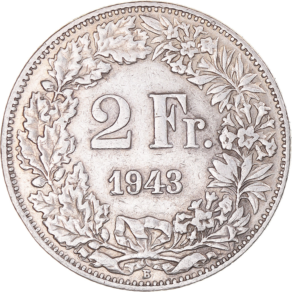 Moneta, Svizzera, 2 Francs, 1943, Bern, BB, Argento, KM:21