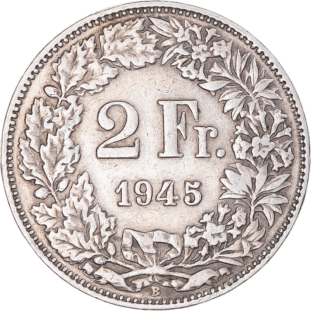 Moneta, Svizzera, 2 Francs, 1945, Bern, BB, Argento, KM:21
