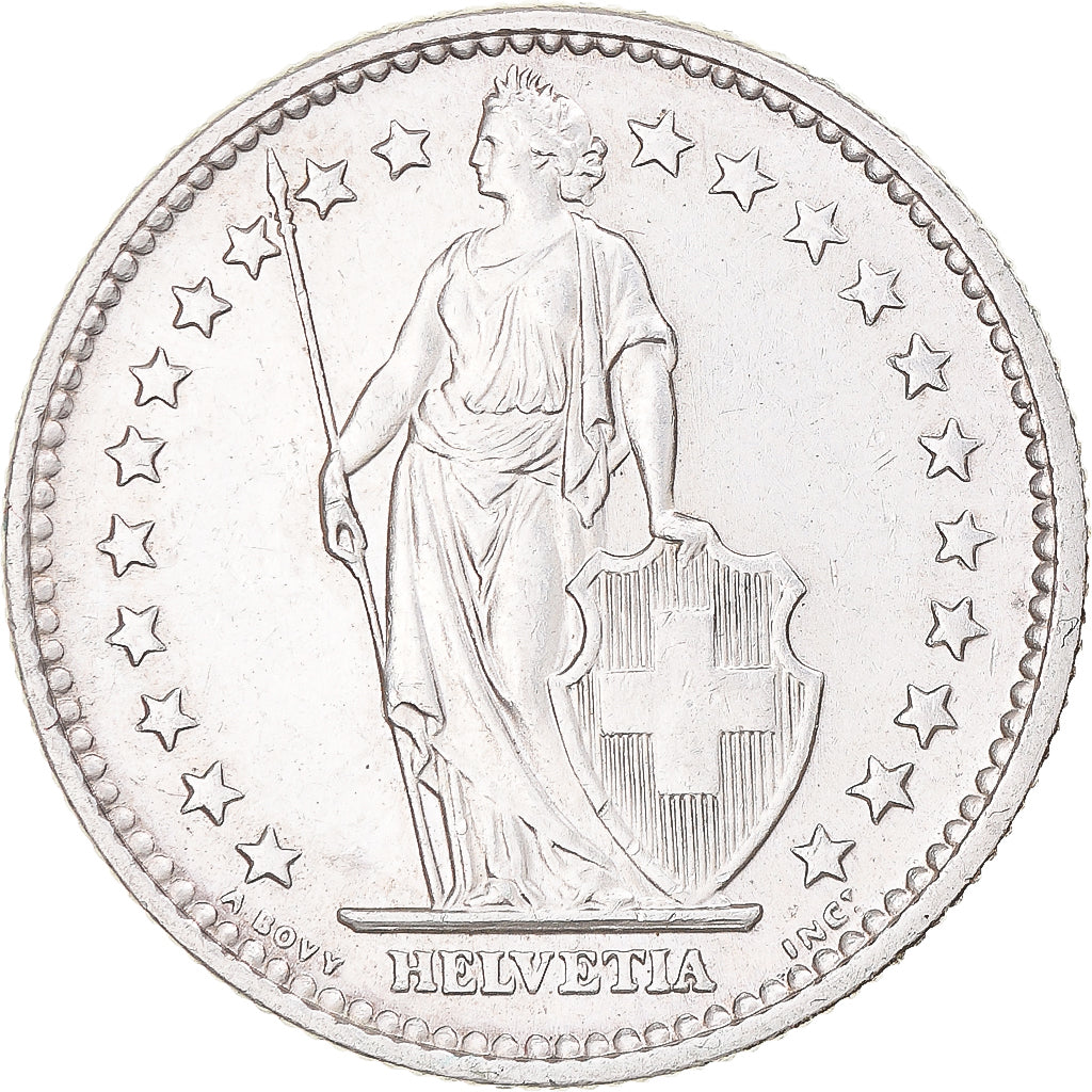 Moneta, Szwajcaria, 2 Francs, 1965, Bern, AU(50-53), Srebro, KM:21