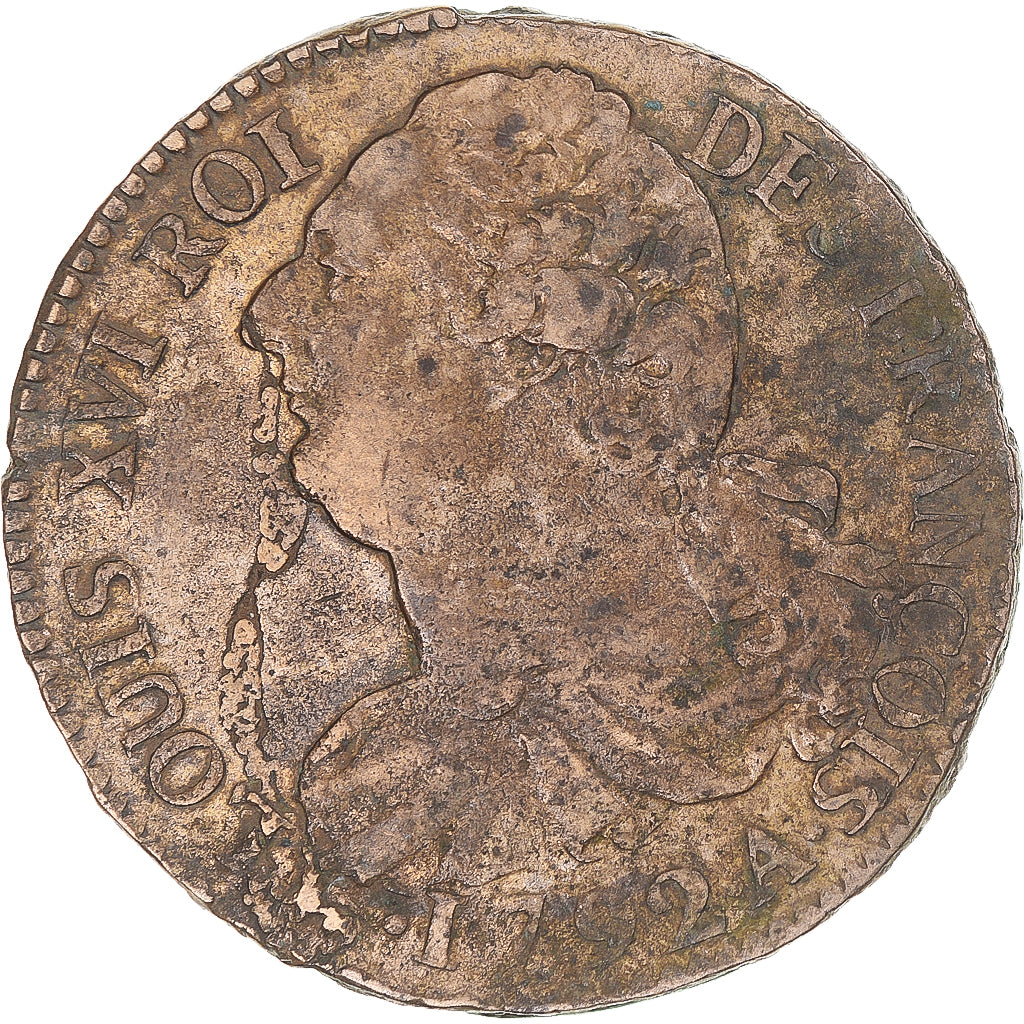 Munten, Frankrijk, Louis XVI, 2 sols françois, 2 sols François, 1792 / AN 4