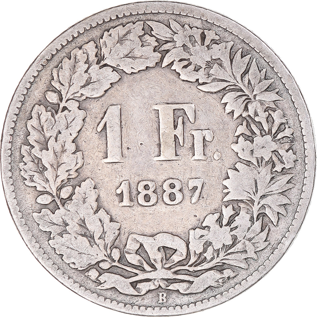 Moneta, Szwajcaria, Franc, 1887, Bern, VF(20-25), Srebro, KM:24