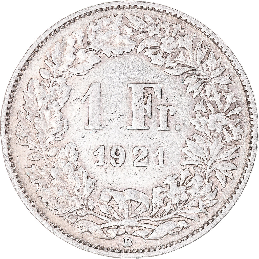 Moeda, Suíça, Franc, 1921, Bern, EF(40-45), Prata, KM:24