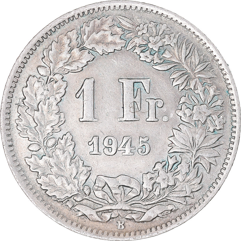 Moneta, Szwajcaria, Franc, 1945, Bern, EF(40-45), Srebro, KM:24