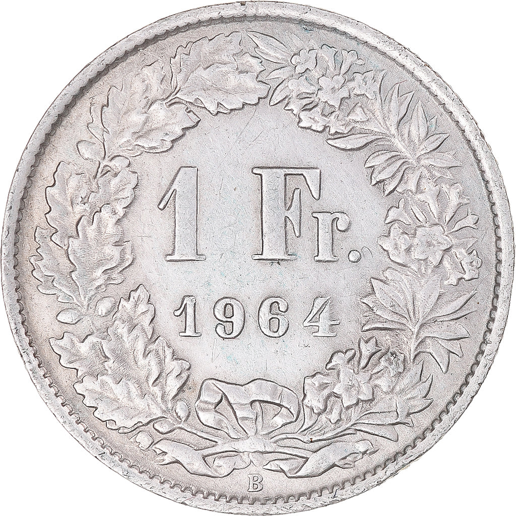 Moneta, Szwajcaria, Franc, 1964, Bern, AU(50-53), Srebro, KM:24