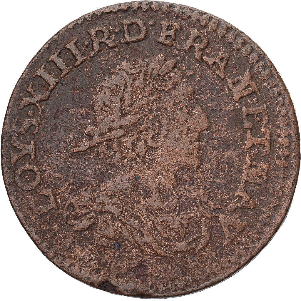 Monnaie, France, Louis XIII, Double Tournois, 1637, TB+, Cuivre, Gadoury:11