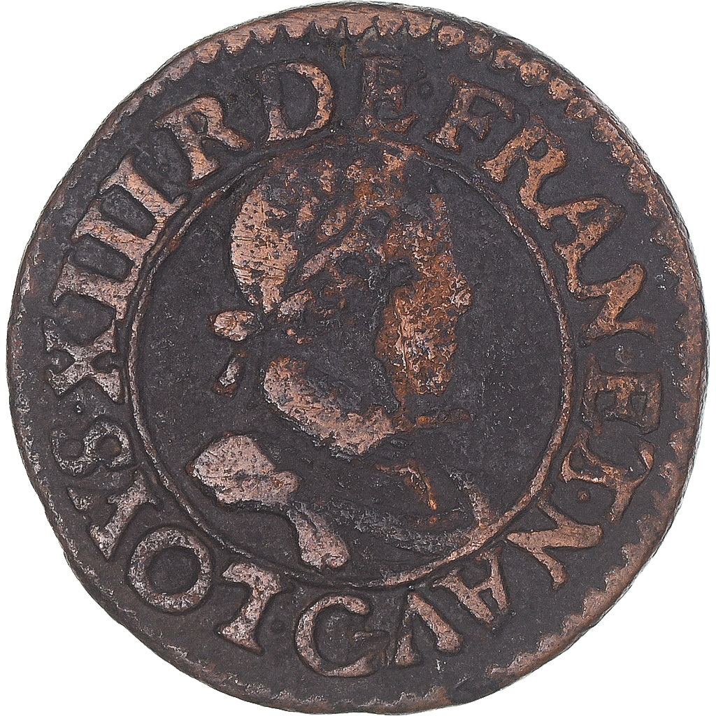 Coin, France, Louis XIII, Double Tournois, 1620, Poitiers, VF(30-35), Copper