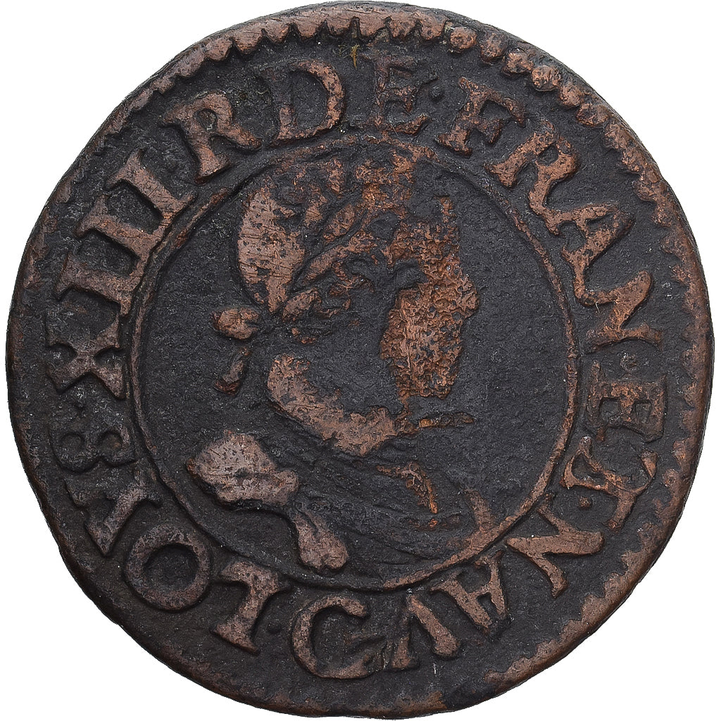 Monnaie, France, Louis XIII, Double Tournois, 1620, Poitiers, TB+, Cuivre