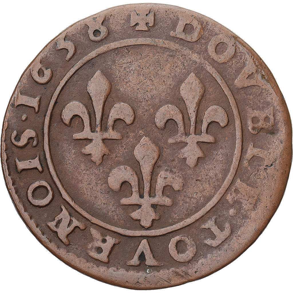 Monnaie, France, Louis XIII, Double Tournois, 1638, Lay, TTB, Cuivre
