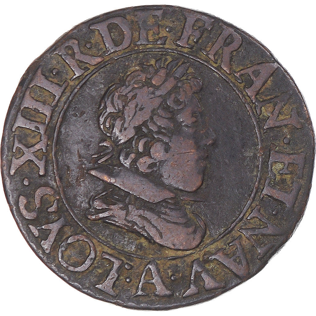 Coin, France, Louis XIII, Denier Tournois, 1626, Paris, VF(30-35), Copper