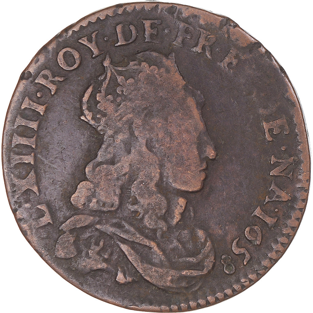 Monnaie, France, Louis XIV, Liard, 1658, Limoges, TB+, Cuivre, Gadoury:80