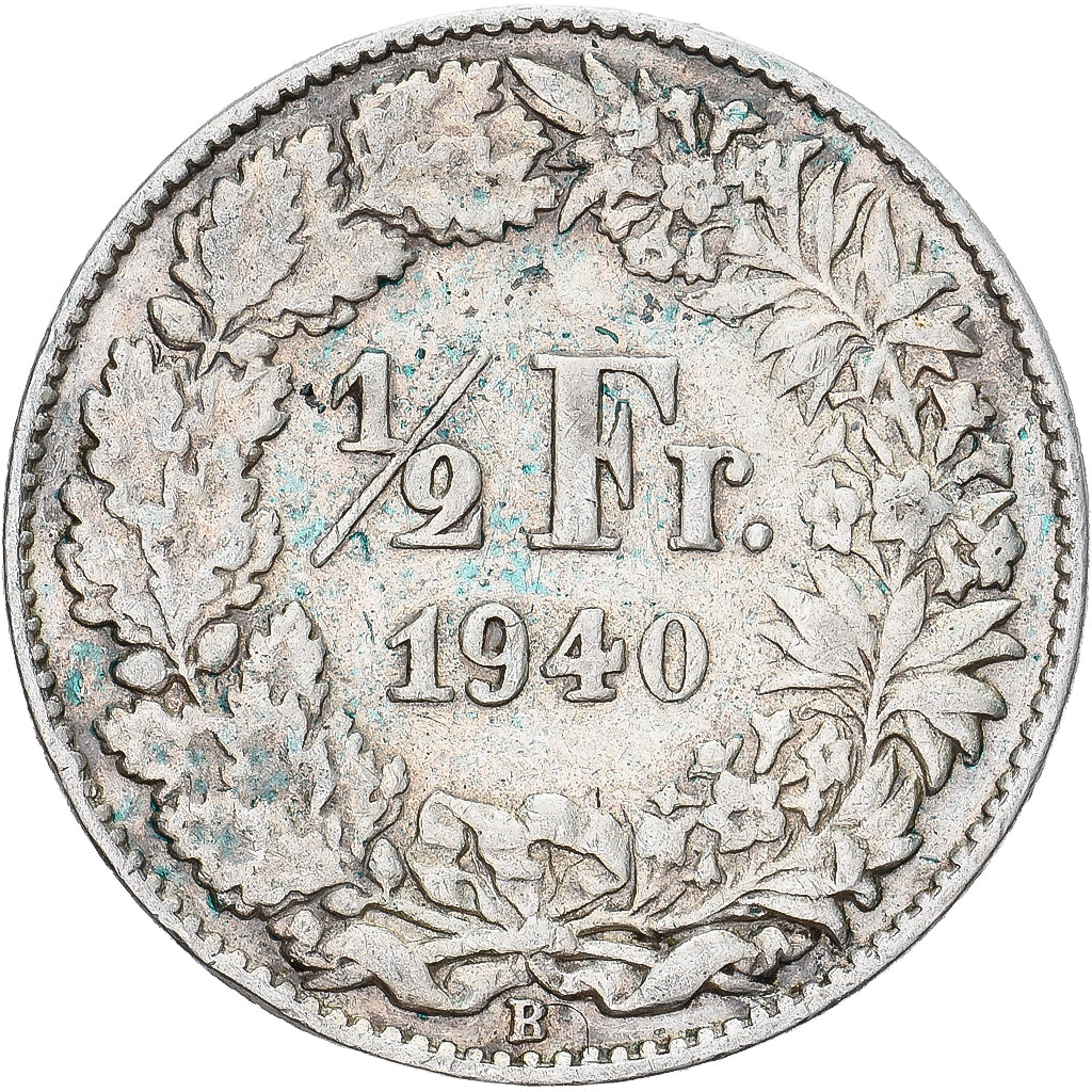 Munten, Zwitserland, 1/2 Franc, 1940, Bern, ZF, Zilver, KM:23